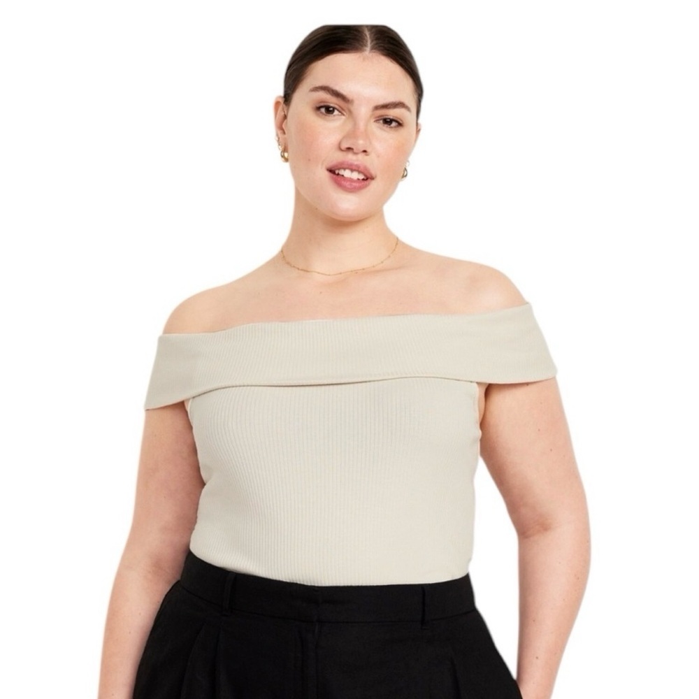 Old Navy White Off-the-Shoulder Crop Blouse